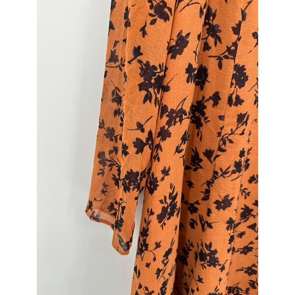 Urban Outfitters Kimchi Womens Orange Floral Mini Dress Size M Fall Feminine - Picture 5 of 10